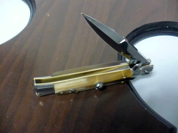 Frank Beltrame -  italian stiletto 20cm, bufalo chiaro -lama baionetta - 20FB/48B - 1