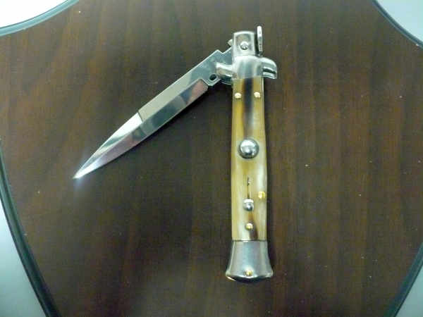 Frank Beltrame -  italian stiletto 20cm, bufalo chiaro -lama baionetta - 20FB/48B - 1