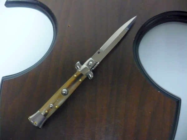 Frank Beltrame -  italian stiletto 20cm, bufalo chiaro -lama baionetta - 20FB/48B - 1