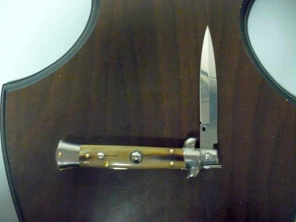 Frank Beltrame -  italian stiletto 20cm, bufalo chiaro -lama baionetta - 20FB/48B - 1