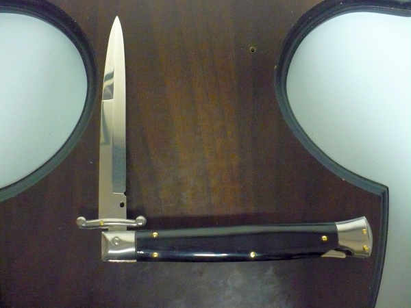 Swinguard Frank Beltrame - italian stiletto 28 cm - corno di bufalo scuro - lama baionetta FB 550/58- 5