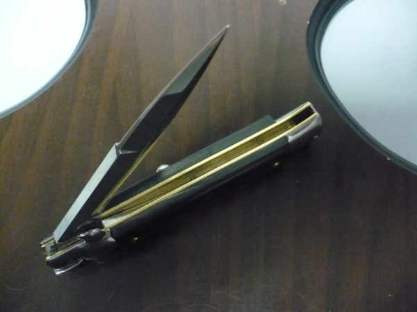 Frank Beltrame , italian stiletto , pugnale - 23 cm , corno di bufalo scuro,lama baionetta , modello FB 23/58B -5