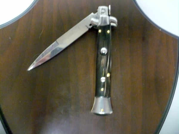 Frank Beltrame , italian stiletto , pugnale - 23 cm , corno di bufalo scuro,lama baionetta , modello FB 23/58B -5