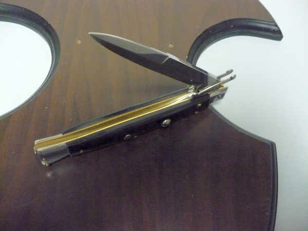 Swinguard Frank Beltrame - italian stiletto 28 cm - corno di bufalo scuro - lama baionetta FB 550/58- 5