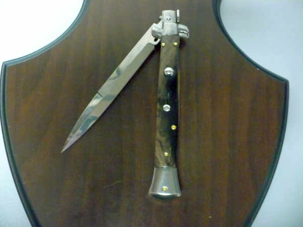 Frank Beltrame , italian stiletto , pugnale - 28 cm , corno di bufalo scuro,baionetta,modello FB 28/58B - 5