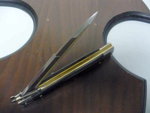 Swinguard Frank Beltrame - italian stiletto 28 cm - corno di bufalo scuro - lama baionetta FB 550/58- 5