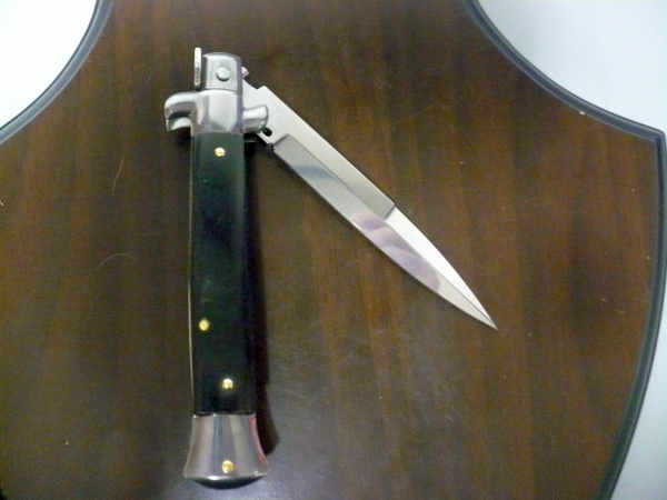 Frank Beltrame , italian stiletto , pugnale - 23 cm , corno di bufalo scuro,lama baionetta , modello FB 23/58B -5