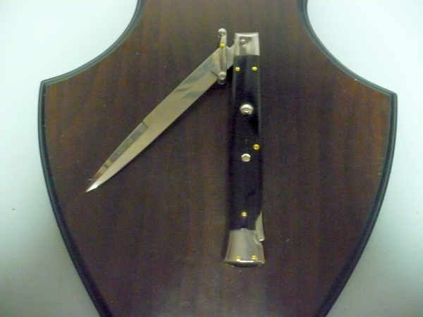 Swinguard Frank Beltrame - italian stiletto 28 cm - corno di bufalo scuro - lama baionetta FB 550/58- 5