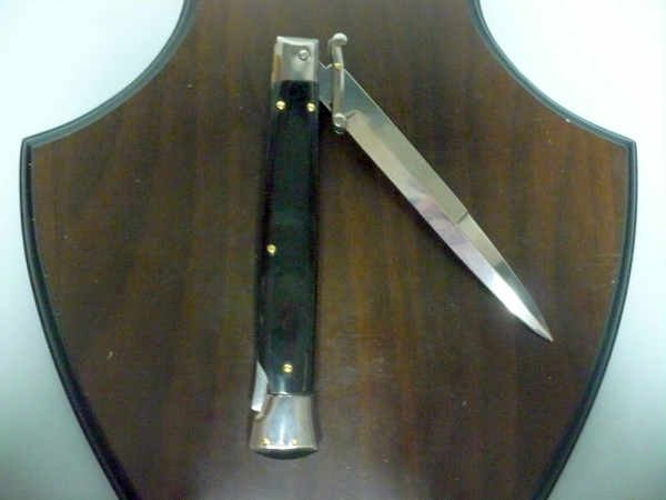 Swinguard Frank Beltrame - italian stiletto 28 cm - corno di bufalo scuro - lama baionetta FB 550/58- 5