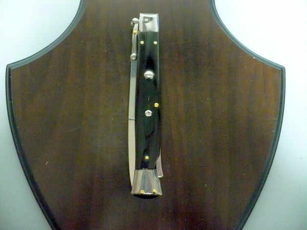 Swinguard Frank Beltrame - italian stiletto 28 cm - corno di bufalo scuro - lama baionetta FB 550/58- 5