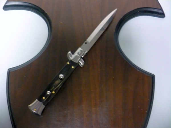 Frank Beltrame , italian stiletto , pugnale - 23 cm , corno di bufalo scuro,lama baionetta , modello FB 23/58B -5