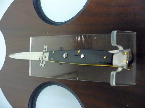 Swinguard Frank Beltrame - italian stiletto 28 cm - corno di bufalo scuro - lama baionetta FB 550/58- 5