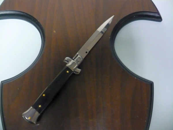 Frank Beltrame , italian stiletto , pugnale - 23 cm , corno di bufalo scuro,lama baionetta , modello FB 23/58B -5
