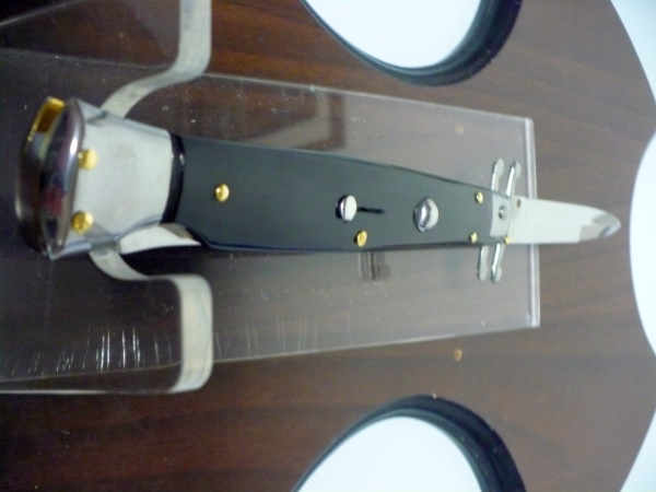 Swinguard Frank Beltrame - italian stiletto 28 cm - corno di bufalo scuro - lama baionetta FB 550/58- 5
