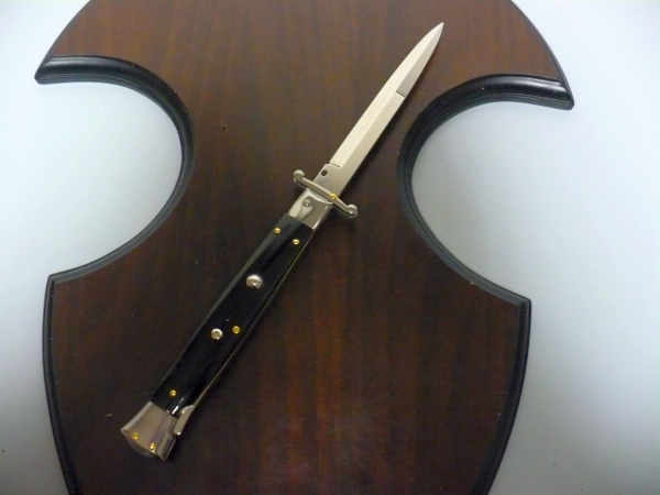 Swinguard Frank Beltrame - italian stiletto 28 cm - corno di bufalo scuro - lama baionetta FB 550/58- 5