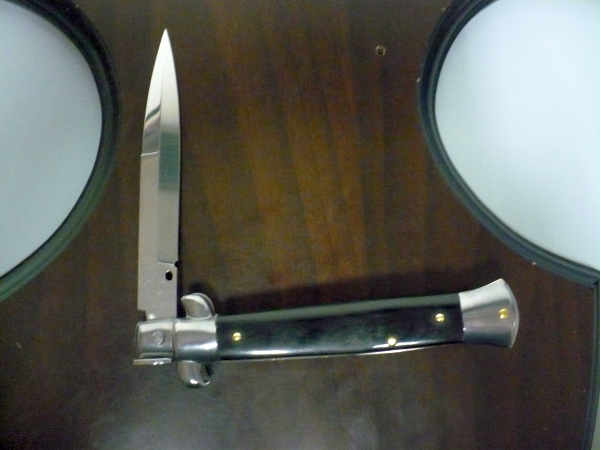 Frank Beltrame , italian stiletto , pugnale - 23 cm , corno di bufalo scuro,lama baionetta , modello FB 23/58B -5