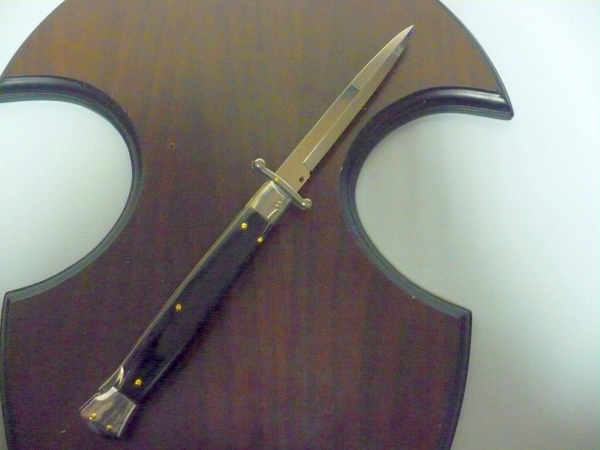 Swinguard Frank Beltrame - italian stiletto 28 cm - corno di bufalo scuro - lama baionetta FB 550/58- 5