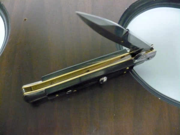 Frank Beltrame , italian stiletto , pugnale - 23 cm , corno di bufalo scuro,lama baionetta , modello FB 23/58B -5