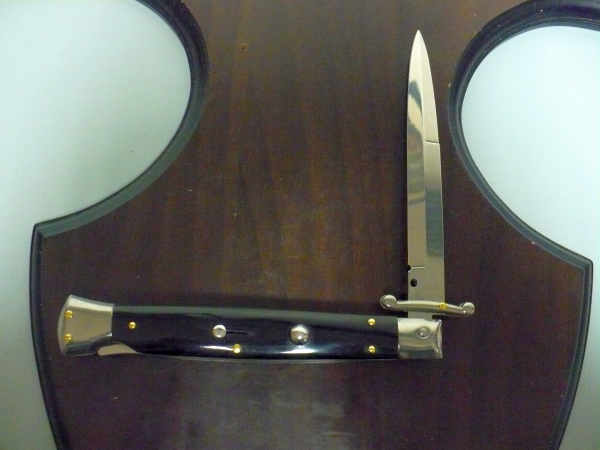 Swinguard Frank Beltrame - italian stiletto 28 cm - corno di bufalo scuro - lama baionetta FB 550/58- 5