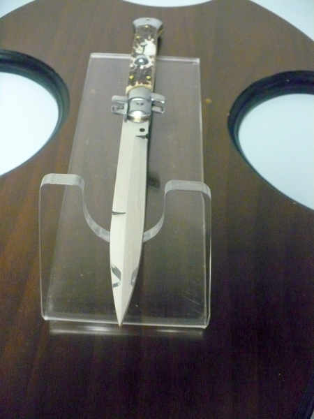 Coltello a scatto - pugnale -Frank Beltrame - italian stiletto 28 cm - corno di cervo / deer horn, lama baionetta -  FB 28/63B - 5