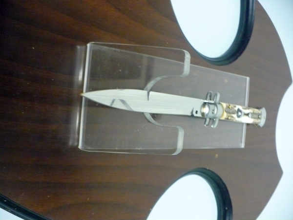 Coltello a scatto - pugnale -Frank Beltrame - italian stiletto 28 cm - corno di cervo / deer horn, lama baionetta -  FB 28/63B - 5