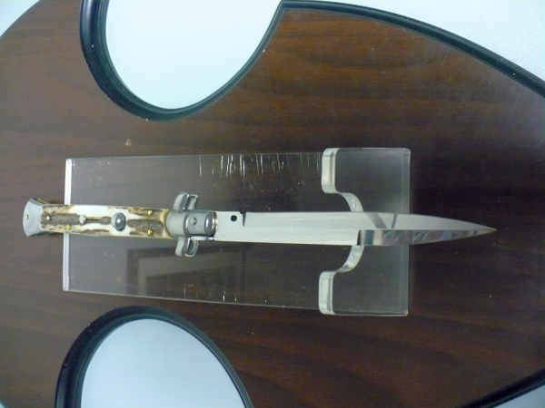 Coltello a scatto - pugnale -Frank Beltrame - italian stiletto 28 cm - corno di cervo / deer horn, lama baionetta -  FB 28/63B - 5