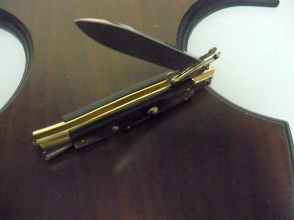Swinguard - italian stiletto, coltello a scatto, 23 cm - AKC Campolin, bufalo scuro , lama classica - 5