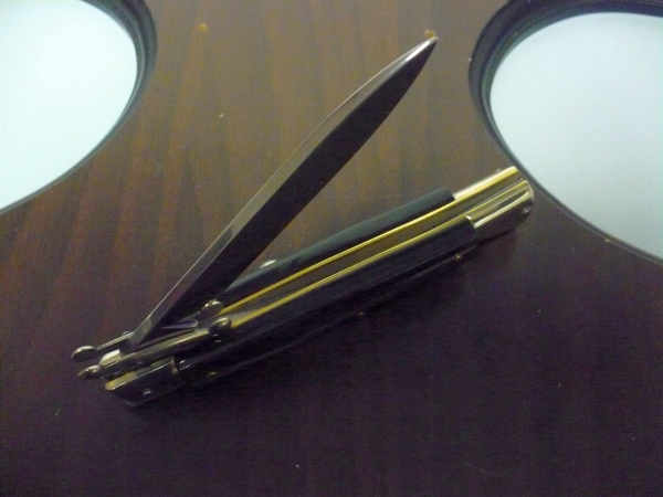 Swinguard - italian stiletto, coltello a scatto, 23 cm - AKC Campolin, bufalo scuro , lama classica - 5