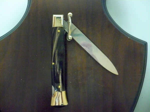 Swinguard - italian stiletto, coltello a scatto, 23 cm - AKC Campolin, bufalo scuro , lama classica - 5