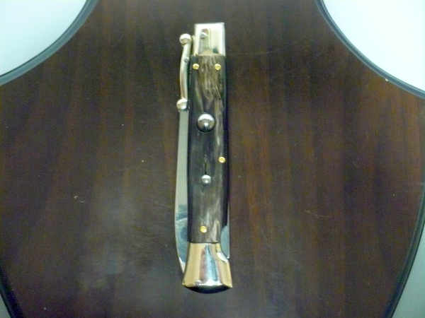Swinguard - italian stiletto, coltello a scatto, 23 cm - AKC Campolin, bufalo scuro , lama classica - 5
