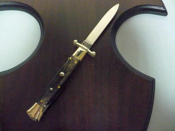 Swinguard - italian stiletto, coltello a scatto, 23 cm - AKC Campolin, bufalo scuro , lama classica - 5