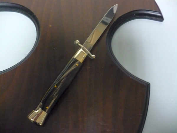 Swinguard - italian stiletto, coltello a scatto, 23 cm - AKC Campolin, bufalo scuro , lama classica - 5