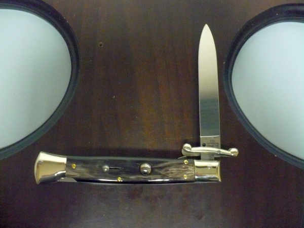 Swinguard - italian stiletto, coltello a scatto, 23 cm - AKC Campolin, bufalo scuro , lama classica - 5