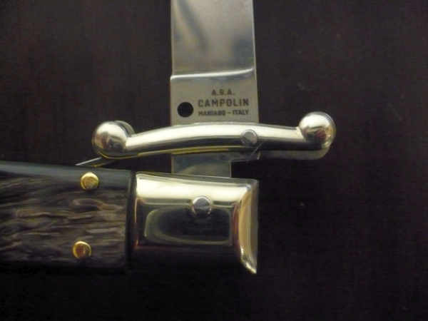 Swinguard - italian stiletto, coltello a scatto, 23 cm - AKC Campolin, bufalo scuro , lama classica - 5