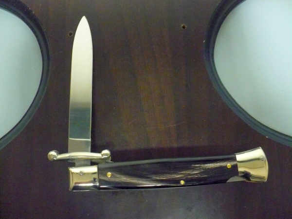 Swinguard - italian stiletto, coltello a scatto, 23 cm - AKC Campolin, bufalo scuro , lama classica - 5