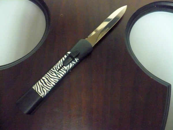 Italian stiletto frontale ,coltellerie AKC Campolin - 20 cm - ergonomica ,zebra , lama dagger - 5