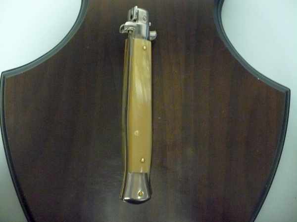 Frank Beltrame - italian stiletto, coltello a scatto, 28 cm -bufalo chiaro, lama dagger  FB 28/48D- 5