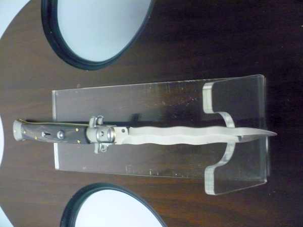 Frank Beltrame , italian stiletto , pugnale - 28 cm , corno di bufalo scuro, lama kriss, modello FB 28/58K- 5