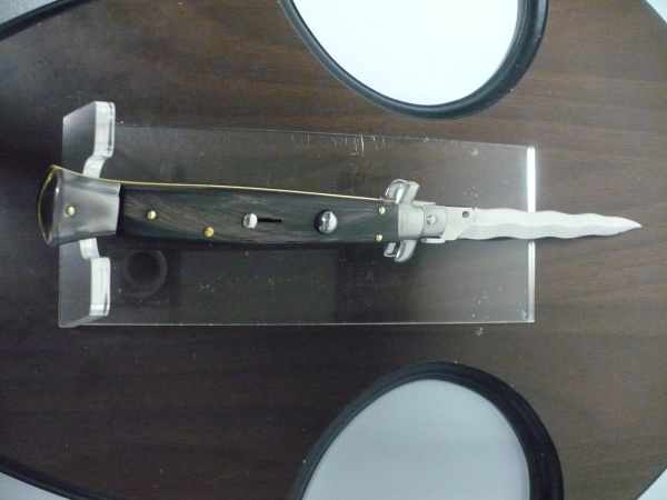 Frank Beltrame , italian stiletto , pugnale - 28 cm , corno di bufalo scuro, lama kriss, modello FB 28/58K- 5