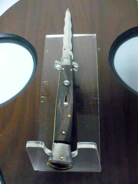 Frank Beltrame , italian stiletto , pugnale - 28 cm , corno di bufalo scuro, lama kriss, modello FB 28/58K- 5