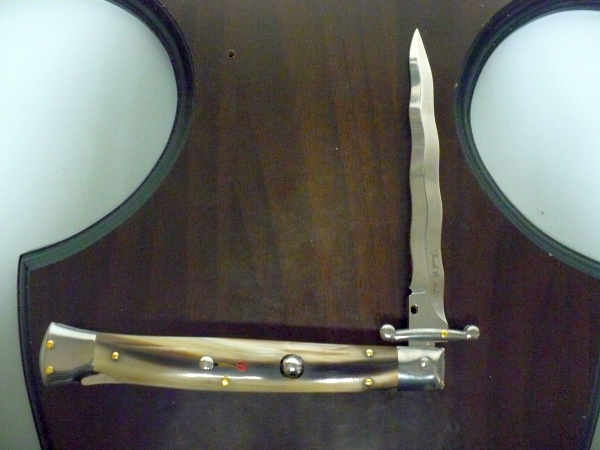 Swinguard Frank Beltrame - edizione limitata - italian stiletto 28 cm - punta di corno di bufalo chiaro - lama kriss FB 550/48- 5