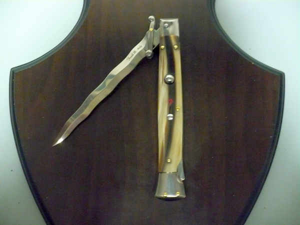 Swinguard Frank Beltrame - edizione limitata - italian stiletto 28 cm - punta di corno di bufalo chiaro - lama kriss FB 550/48- 5