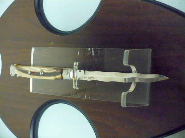 Swinguard Frank Beltrame - edizione limitata - italian stiletto 28 cm - punta di corno di bufalo chiaro - lama kriss FB 550/48- 5