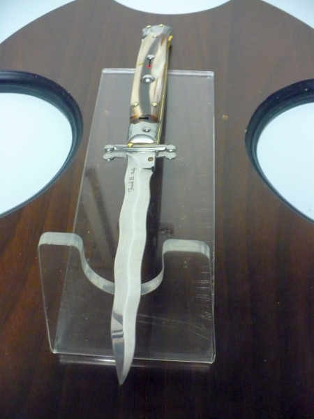 Swinguard Frank Beltrame - edizione limitata - italian stiletto 28 cm - punta di corno di bufalo chiaro - lama kriss FB 550/48- 5
