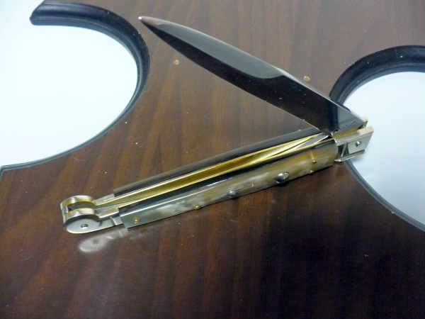 Siciliano, Picklock A.G.A. Campolin sicilian fighting - italian stiletto 30 cm -corno di bufalo chiaro /  buffalo chiaro horn - 5