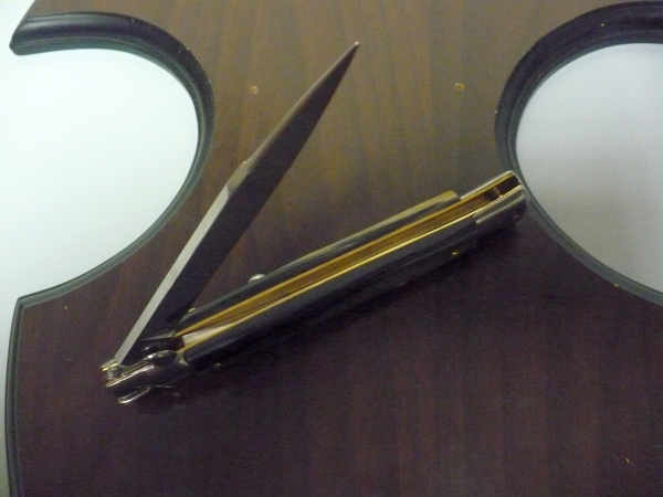Frank Beltrame - italian stiletto, coltello a scatto, 28 cm -bufalo brasiliano, lama swedge FB 28/09Sw-5