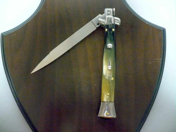 Frank Beltrame - italian stiletto, coltello a scatto, 28 cm -bufalo brasiliano, lama swedge FB 28/09Sw-5