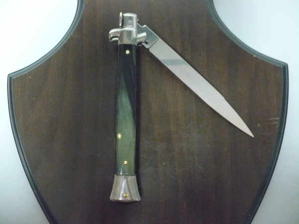 Frank Beltrame - italian stiletto, coltello a scatto, 28 cm -bufalo brasiliano, lama swedge FB 28/09Sw-5