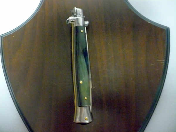 Frank Beltrame - italian stiletto, coltello a scatto, 28 cm -bufalo brasiliano, lama swedge FB 28/09Sw-5