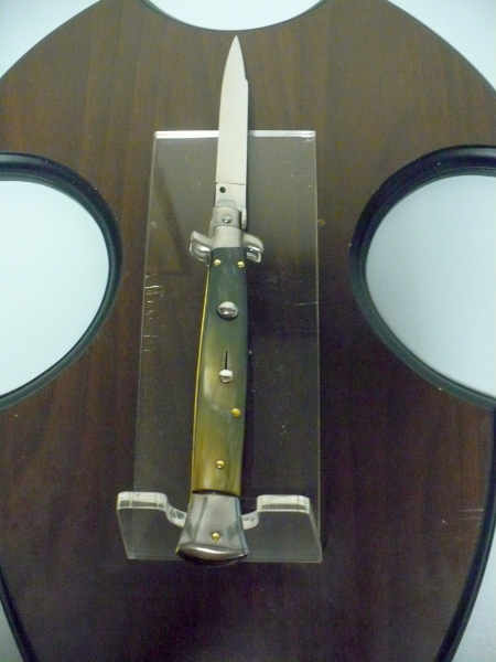 Frank Beltrame - italian stiletto, coltello a scatto, 28 cm -bufalo brasiliano, lama swedge FB 28/09Sw-5